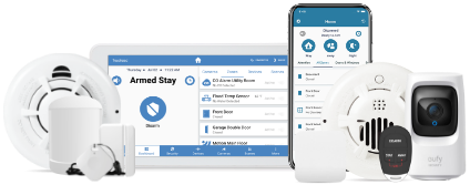 Alder home security equipment: panel, sensors, camera and mobile app